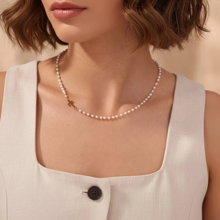 Cross & Pearls Necklace